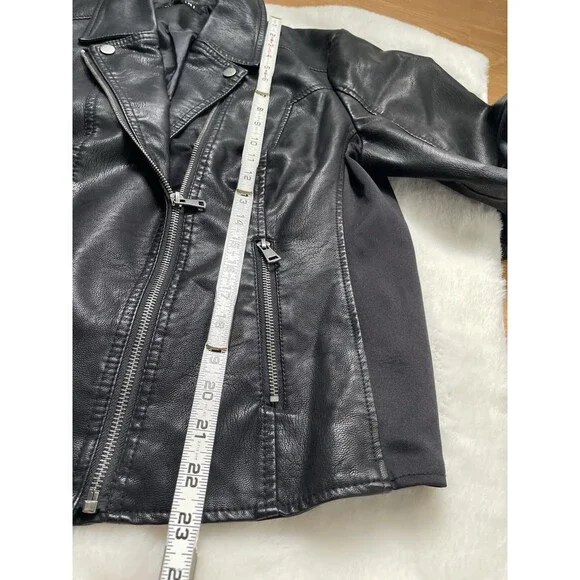 Baccini Sz XL Plus Black Moto Jacket Faux Leather Studded Punk Biker Grunge Rock - Picture 13 of 15